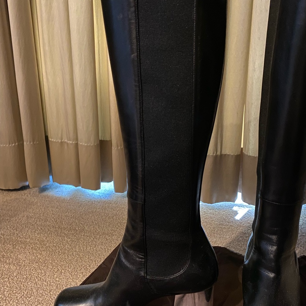 Gucci tall leather boots with mirror heel - Picture 6 of 14